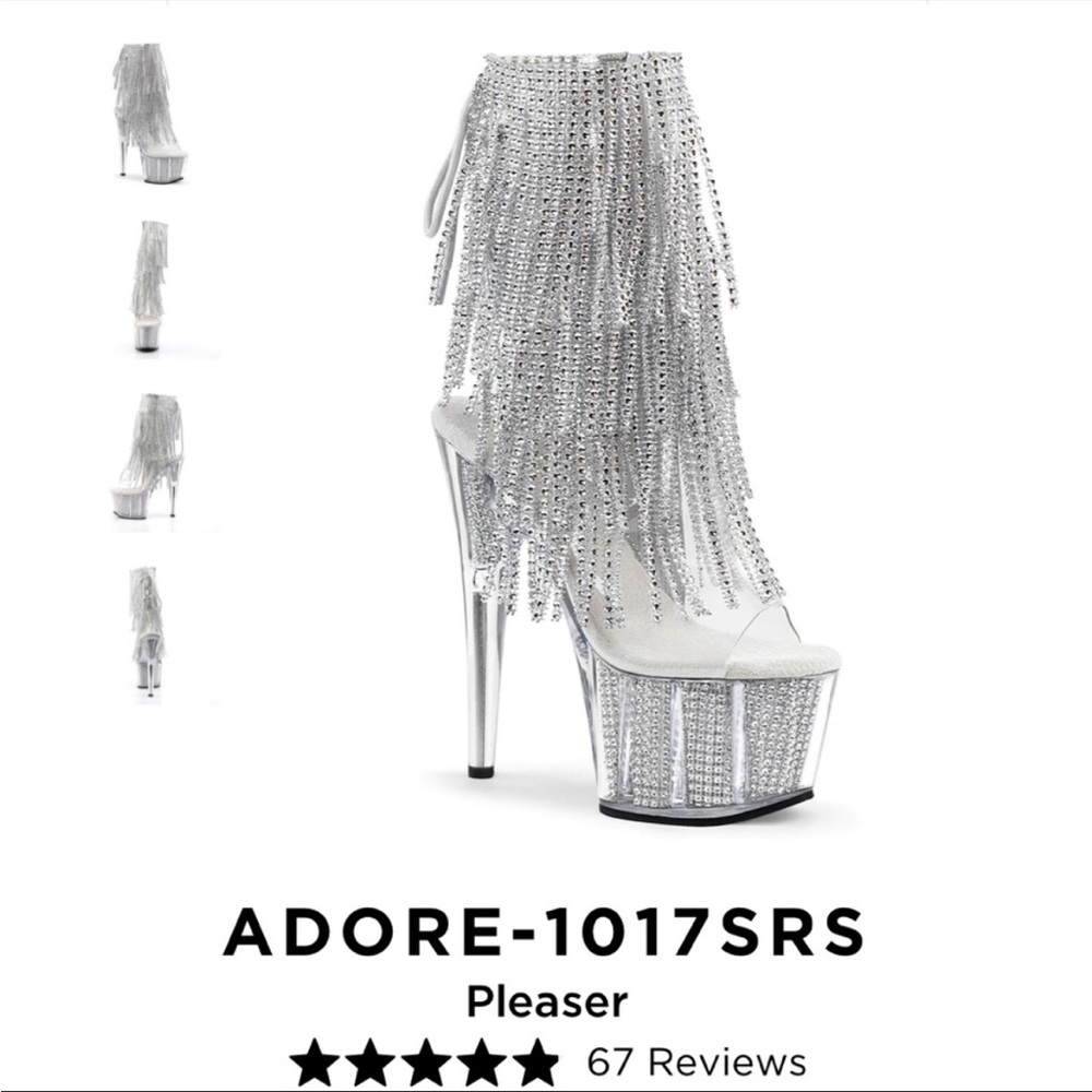 Pleaser Rhinestone Fringe Boots
